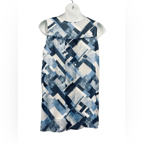 NWOT, Laura Plus, Sleeveless Tunic, Plus Size 1X, Blue, White, Gray - Picture 6 of 8